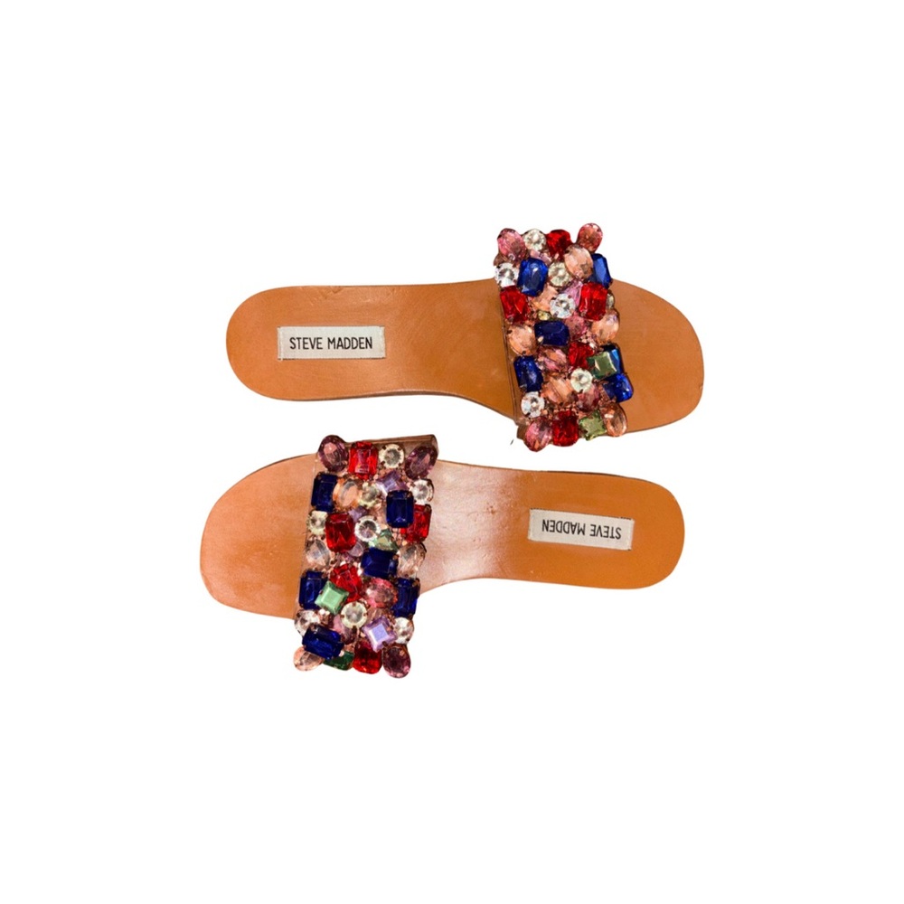 Steve Madden Brionna Jeweled Embellished Slide Sandals Multi Rhinestone – Size 7